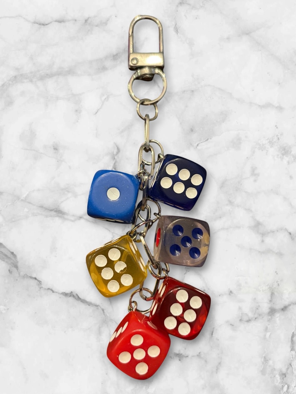 Multicolor Dice Keychain Charm
